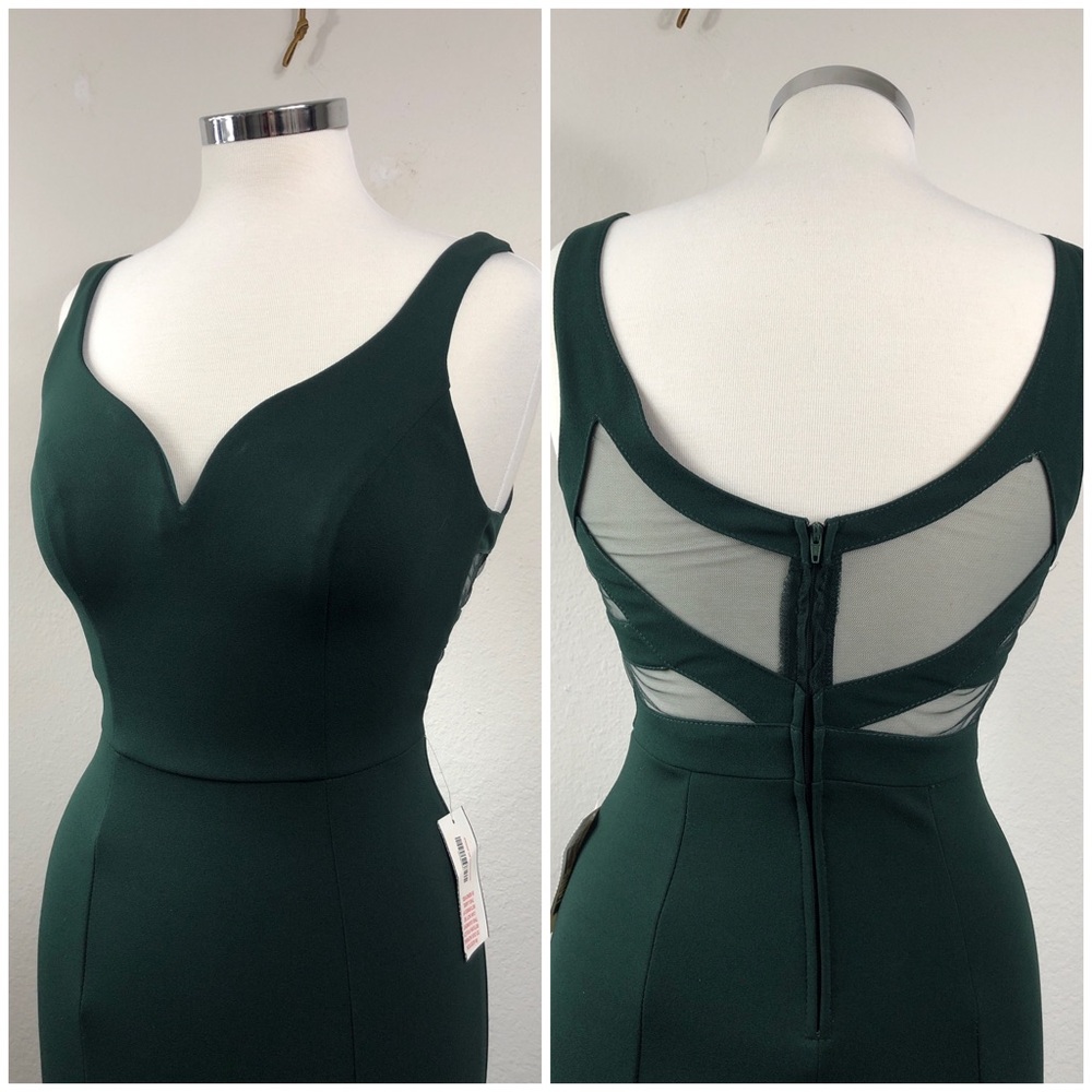 NWT B Smart Green Formal Prom Event Evening Mesh Insert Mermaid Maxi Dress 5/6